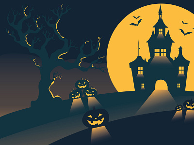 Halloween art background castle colorfull design flat graphic halloween illustration imagination pumpkin scary simple trickortreat vector