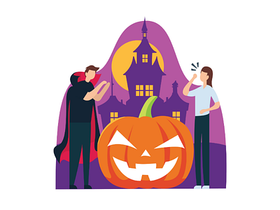 Trick Or Treat art castle design dracula flat graphic halloween illustration pumpkin scary simple trickortreat vector