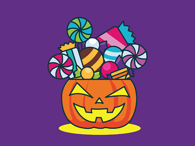 Trick or Treat candy chocolate design flat graphic halloween icon illustration pumpkin simple trickortreat vector