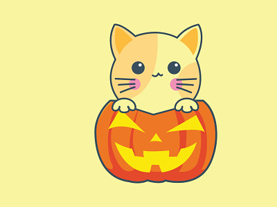 Cute Cat art cat colorfull cute design flat graphic halloween illustration pumpkin simple trickortreat vector