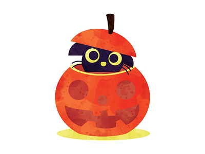 Miaw art autumn cat craft cute design graphic halloween illustration pumpkin simple vector watercolor