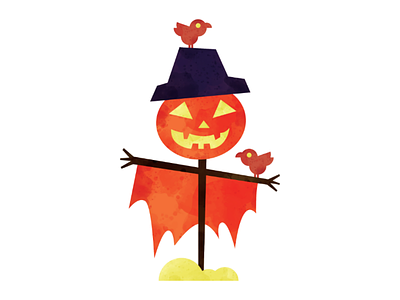 Scarecrow design halloween illutration simple watercolor