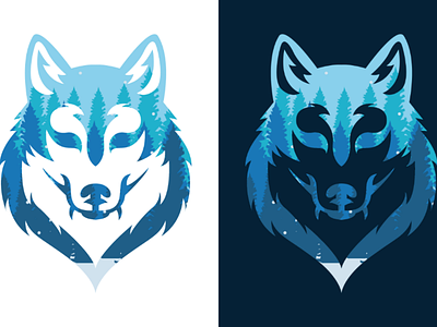 Wolf animal art blue design illustration scary vector wolf