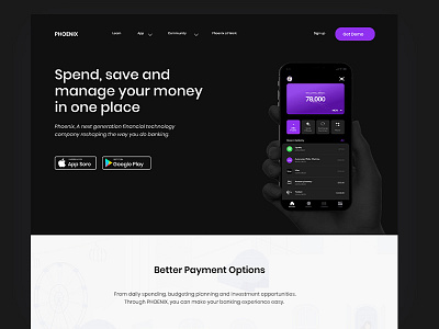 A Landing Page for Digital Banking adobexd animation app banking design designer invision invision studio landingpage neo ui ux