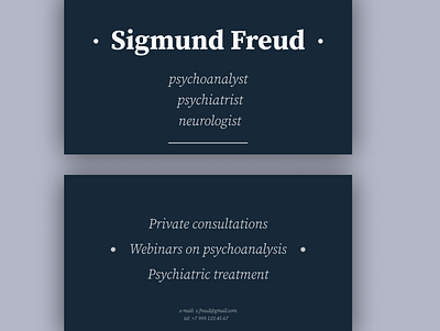 Sigmund Freud business card businesscard design minimal typography