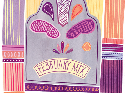 February Mix digital illustration music radio watercolor watercolour