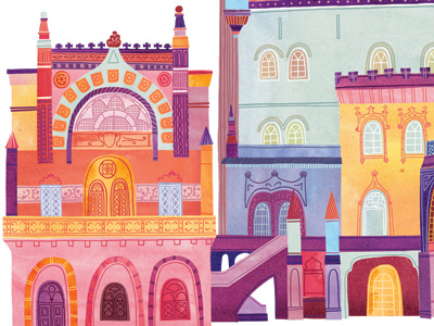 Palace architecture castle digital illustration palace portugal watercolor watercolour