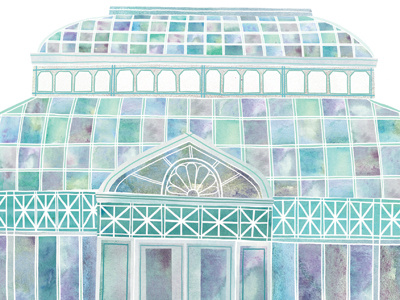 Conservatory architecture conservatory digital glass illustration seattle watercolor watercolour