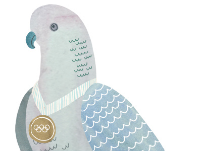 Pigeon makes the podium 2012 digital illustration london olympics pigeon watercolor watercolour