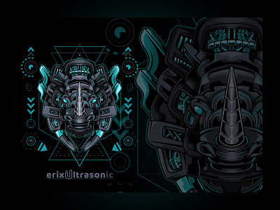 rhino mechanic robot sacred geometry adobeillustrator animal apparel design artwork beast design illustration mechanic rhino rhino logo robot robotic sacredgeometry tshirt design vector wild