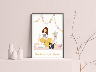 Customized Illustration animals bff cat communication design duo france french frenchie friendship graphic design graphic designer illustration kitten kitty pet poster print vector