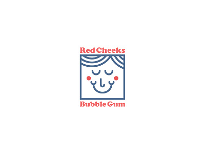 Red Cheeks bubble cartoon cheeks gum logo old red style