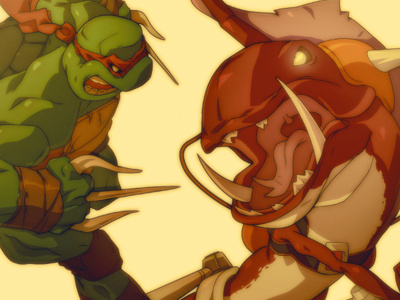 Raph and Fishface anime comic fishface illustration raphael teenage mutant ninja turtles tmnt