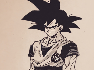 Anime Drawing of Goku from Dragon Ball Editorial Stock Photo