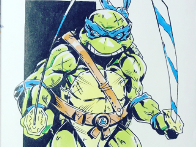 Inktober Day 5 - Leonardo anime cartooning character design comic comic book illustration manga mutants teenage mutant ninja turtles tmnt