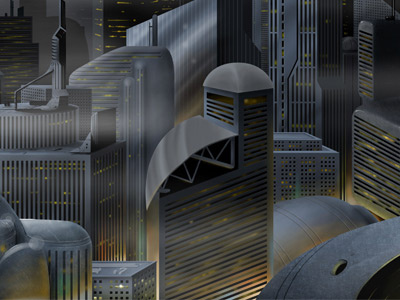 City - test buildings city. night illustration