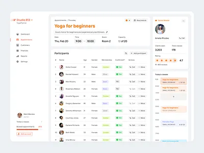 Single Appointment Screen appointment appointment booking appointments backoffice calendar complex crm dashboard erp management management app participants product product design studio management ux uxdn yoga