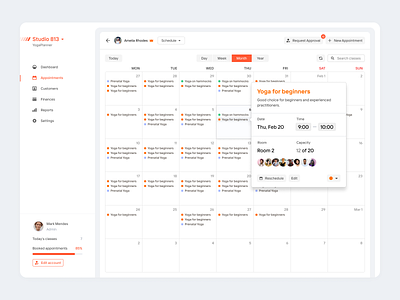 Calendar View appointments calendar calendar app calendar ui product product design schedule schedule app uxdn yoga