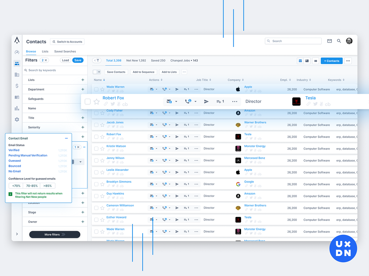 Contact finder for Apollo by Alex Tsibulski for UXDN on Dribbble