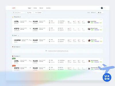 Broker UI for private jet aviation airlines avia aviation board broker brokerage brokers crm crm dashboard crm portal crm software dashboad deal deals erp jet jets private jet product design uxdn