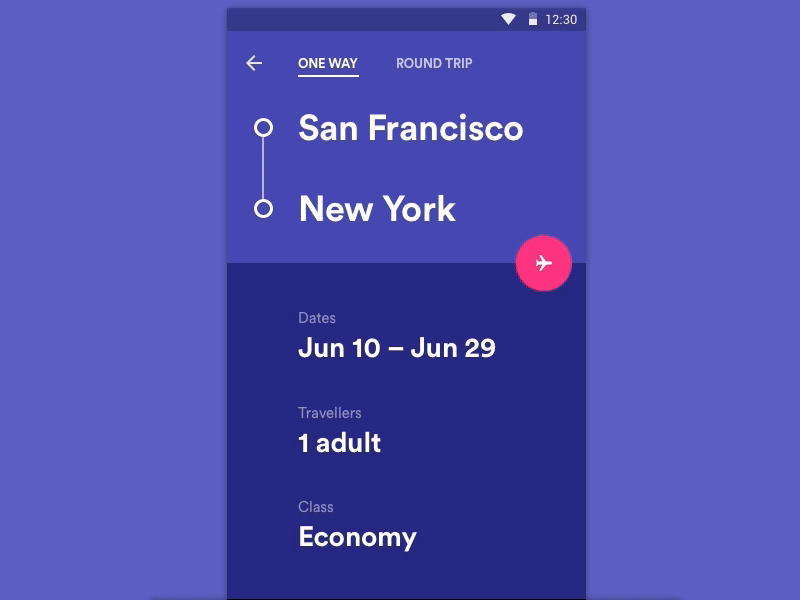 Flight booking Android app