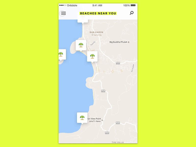 Beach Locator animation beach geo gif ios location mobile movie transitions travel