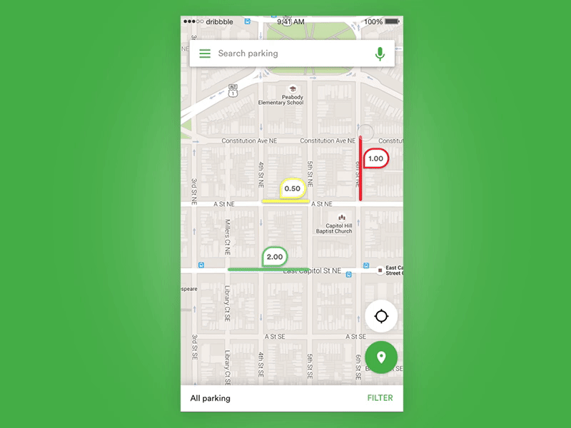 Parking app concept animated animation gif ios iphone material material design parking principle