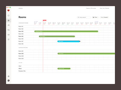 Room management b2b clean complex crm desk calendar desktop hotel hotel app hotel booking hotel website hotels product design room booking room management saas table timeline ui ux white