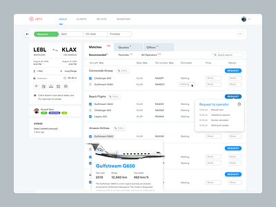 Private jet flight quote building avia aviation boarding complex crm dashboad dashboard desktop erp flights flyeasy jet jethunter private jet product product design quotes request table ux ui