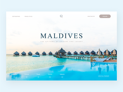 Discover Maldives: Travel Agency Website beach landingpage leisure luxury maldives tourism travel travelagency ui uidesign ux uxdesign webdesign website websitedesign