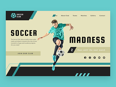 Sports Website - Soccer Madness football landing page soccer sports sports club ui user experience user interface ux web design website website design