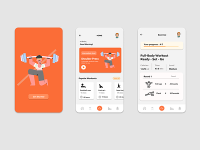 Fitness Application app concept design fitness fitness app flat gym gym app illustration mobile phone ui uidesigner uiux user experience userinterface ux