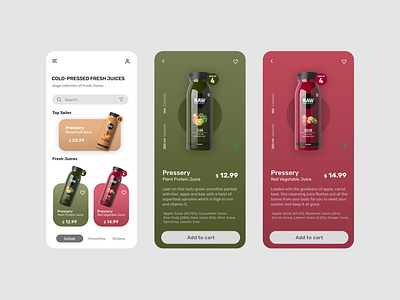 Fresh Juice Mobile UI. android ui app branding concept design illustration mobile ui ui uiux user experience userinterface