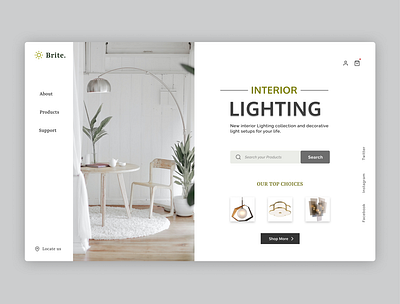 Interior Lighting Web UI app branding concept design illustration landing page ui user experience userinterface web ui website