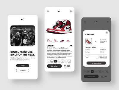 Nike Mobile UI app branding concept design fashion illustration mobile mobile ui nike ui user experience userinterface