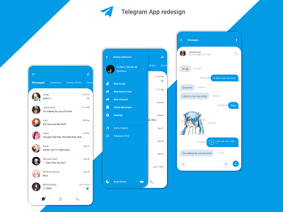 Telegram App redesign app design design art designer designs freelance freelancer message app messenger redesign telegram ui ui ux ui design uidesign uiux