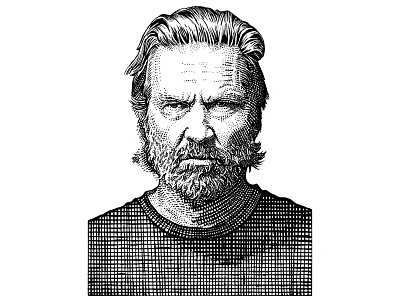 Jeff Bridges ink portrait stippling