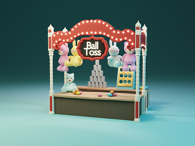 Funfair - Ball Toss 3d illustration lowpoly