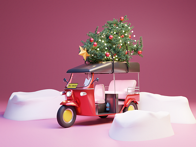 Rickshaw/Tuktuk 3d blender illustration lowpoly