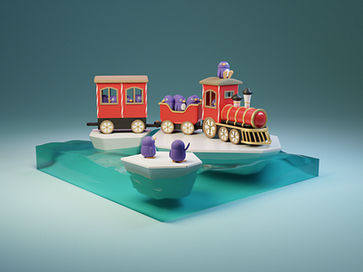 Toy train 3d blender illustration lowpoly