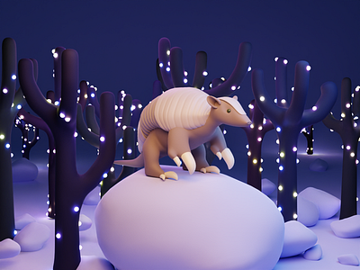 The Holiday Armadillo 3d blender illustration lowpoly