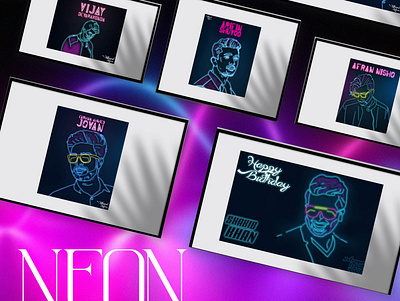 Neon Portrait of Celebrity graphic design neon design neon portrait neon portrait design