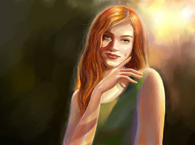 Selfportrait design girl illustration photoshop ps redhead romantic self portrait