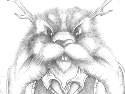 Jack2 bunny jackalope pencil