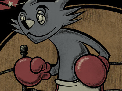 Pugilist boxing cat illustrator ring