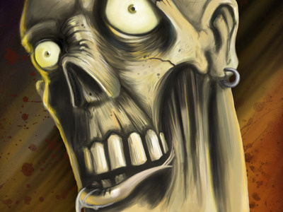 Zomheadpaint digital eyes head horror painting zombie