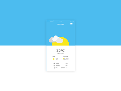 Weather App 037 app ascona clean daily illustration ios minimal sun ui weather