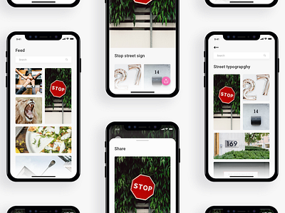 Inspiration clean design feed inspiration ios minimal popup product search share ui ux