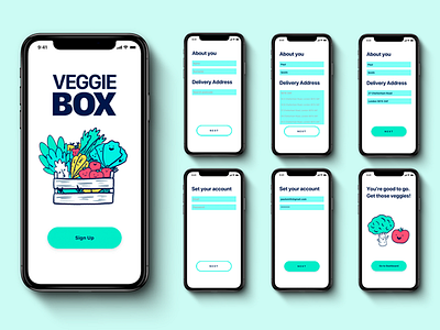 Veggie Box Sign Up app design illustration signup uidesign uxdesign uxui visual design