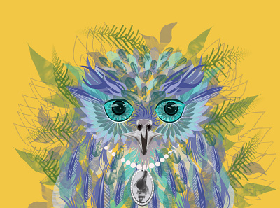 Matcha Tea Owl birds blue branding cup design grapic design green illustration matcha mermaid mermowl owl